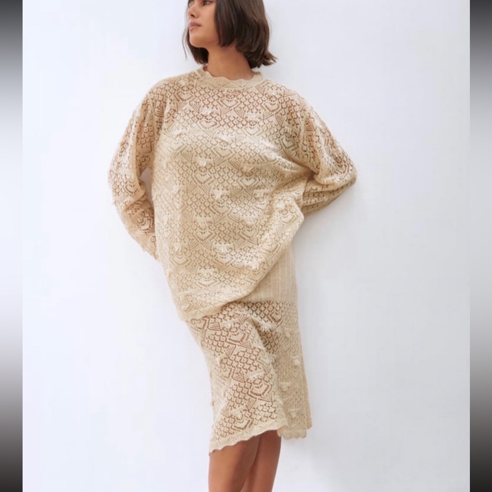 Zara Pointelle Knit 2 piece dress
